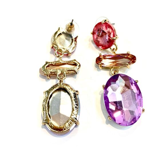 Pastel Colored Crystal Stones Tear Drop Earrings #stunning - Picture 4 of 5